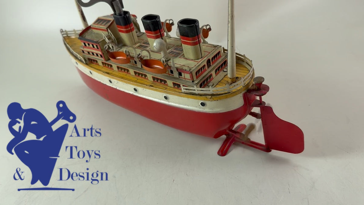 Antique toys JEP 912/5 CLOCKWORK OCEAN LINER BOAT C1930 34CM