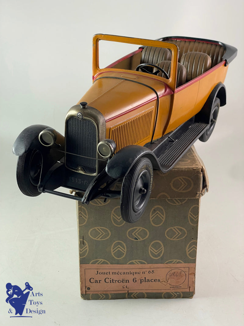 JOUET CITROEN REF 68 C4 TORPEDO CAR MECANIQUE JAUNE 1930