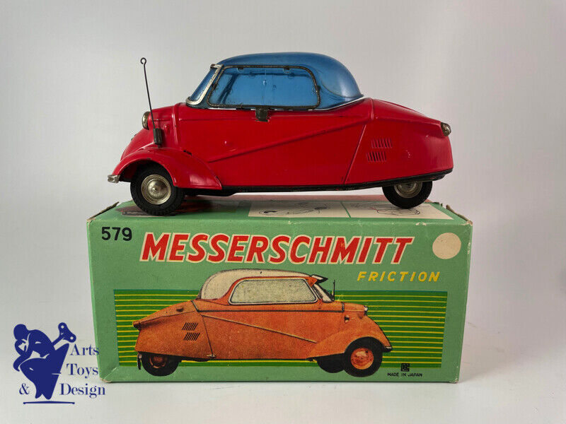 Antique toy Bandai Japan Ref 579 Messerschmitt Auto Scooter friction 20cm