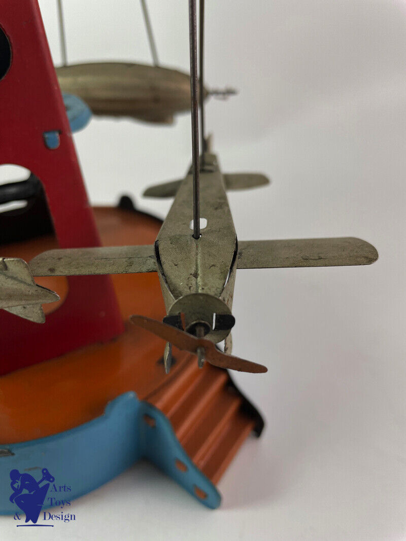 Antique toy carousel W & K Wilhelm Krauss Plane and Zeppelin C.1920