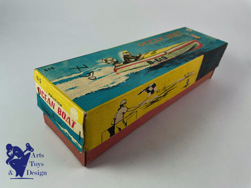 Antique toy Bandai B619 Tin Ocean Speed Boat Japan friction 30cm around 1950