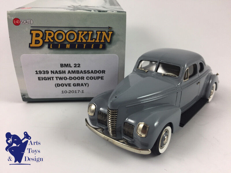 1/43 BROOKLIN BML 22 NASH AMBASSADOR EIGHT 2 DOOR COUPE 1939 DOVE GRAY