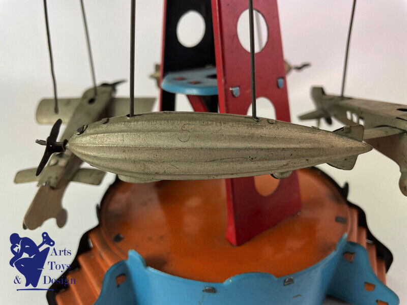 Antique toy carousel W & K Wilhelm Krauss Plane and Zeppelin C.1920