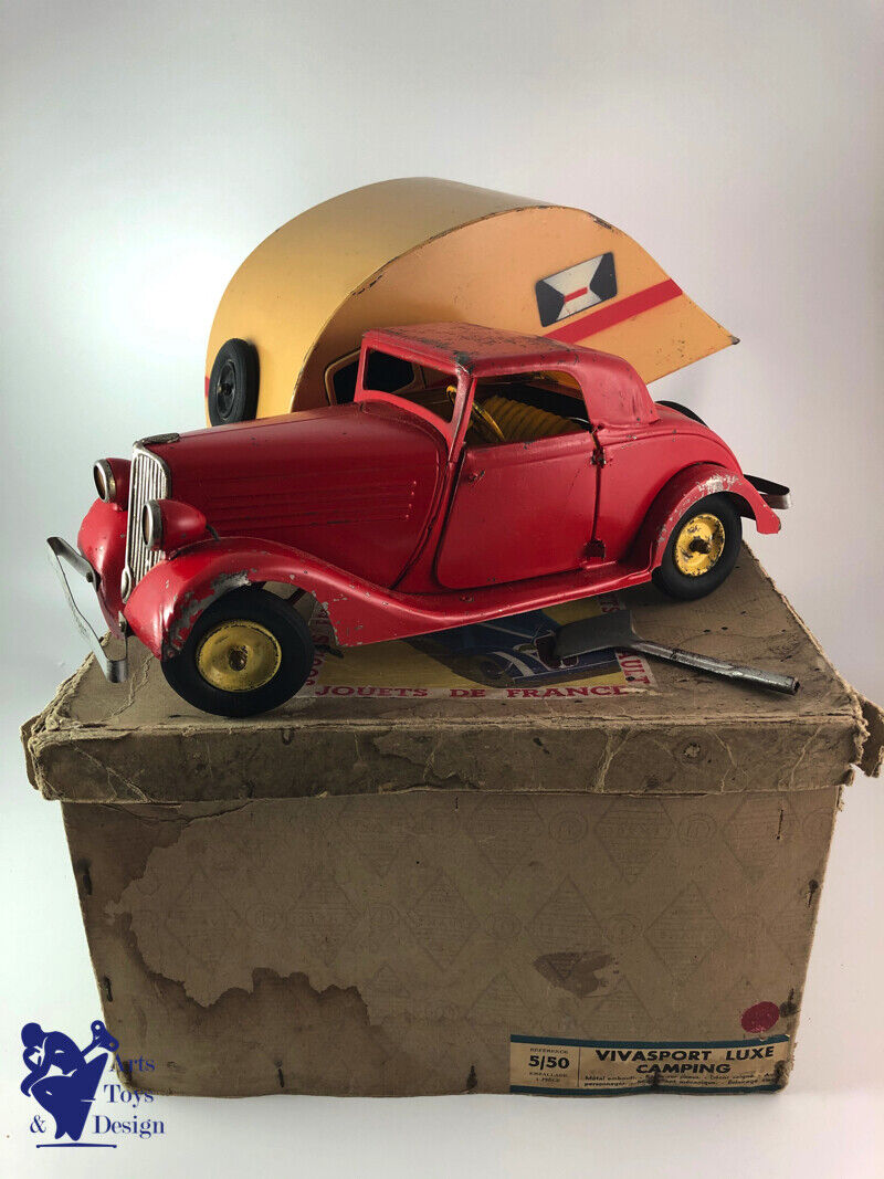 Antique toy CIJ 5/50 RENAULT SET VIVASPORT Luxe Camping tin c.1935