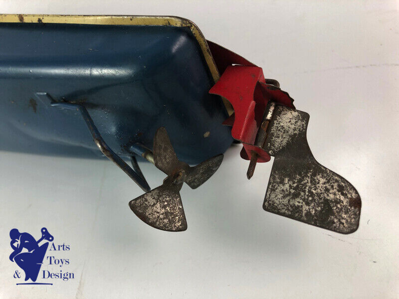 Antique toy CR very rare speed boat 36cm Clockwork C.1950