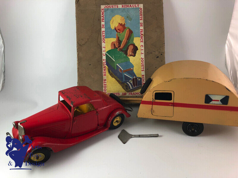 Antique toy CIJ 5/50 RENAULT SET VIVASPORT Luxe Camping tin c.1935