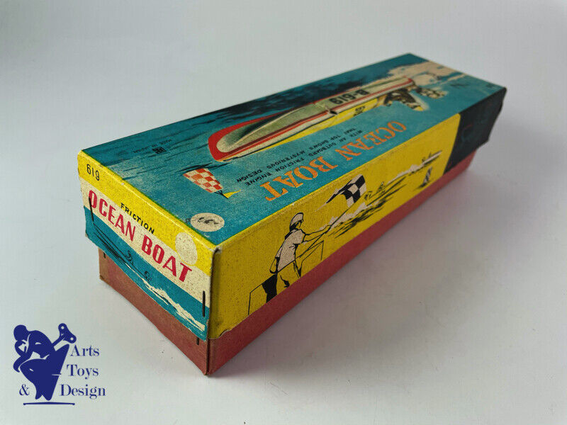 Antique toy Bandai B619 Tin Ocean Speed Boat Japan friction 30cm around 1950