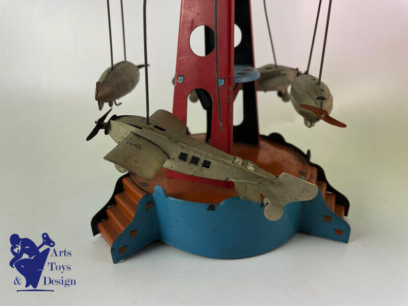 Antique toy carousel W & K Wilhelm Krauss Plane and Zeppelin C.1920