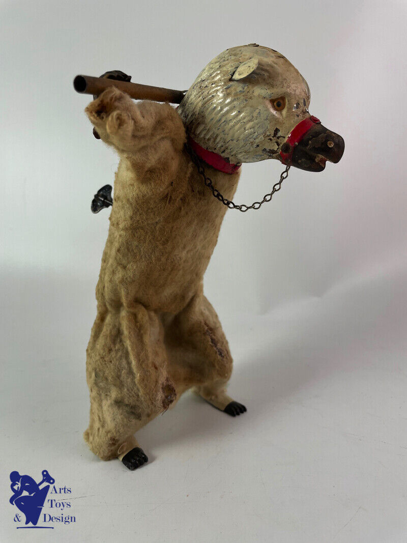 Antique toy Fernand Martin Ref 216 White bear 1909/1919 Clockwork H 20cm