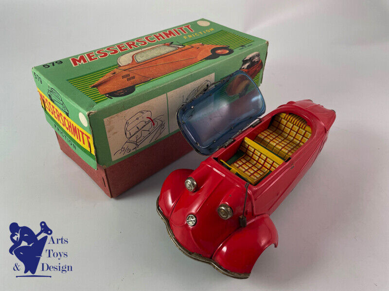 Antique toy Bandai Japan Ref 579 Messerschmitt Auto Scooter friction 20cm