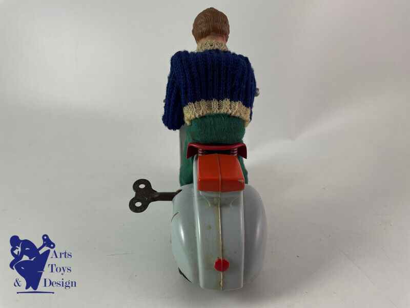 Antique toy paya rare scooter vespa clockwork l.16 cm c.1950