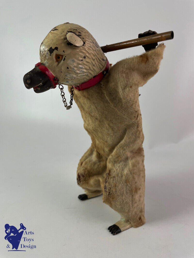 Antique toy Fernand Martin Ref 216 White bear 1909/1919 Clockwork H 20cm