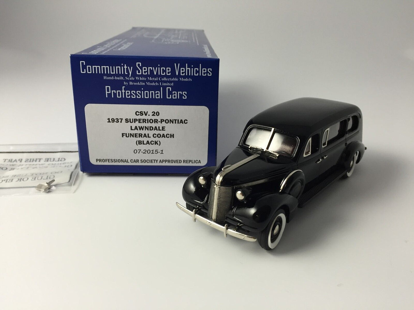 1/43 BROOKLIN CSV 20 SUPERIOR PONTIAC LAWNDALE FUNERAL COACH 1937 BLACK