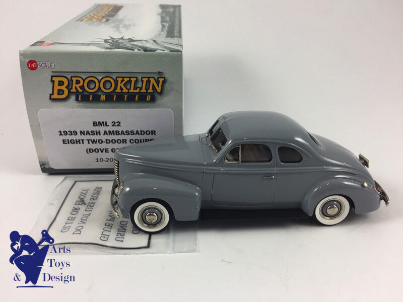 1/43 BROOKLIN BML 22 NASH AMBASSADOR EIGHT 2 DOOR COUPE 1939 DOVE GRAY