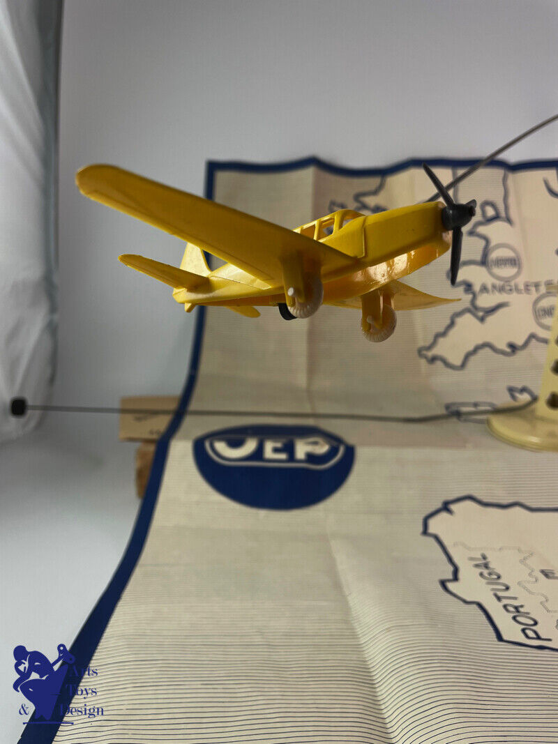 Antique toy JEP Ref 1235 Airplane on Pylon c.1950 Box Carte Notice