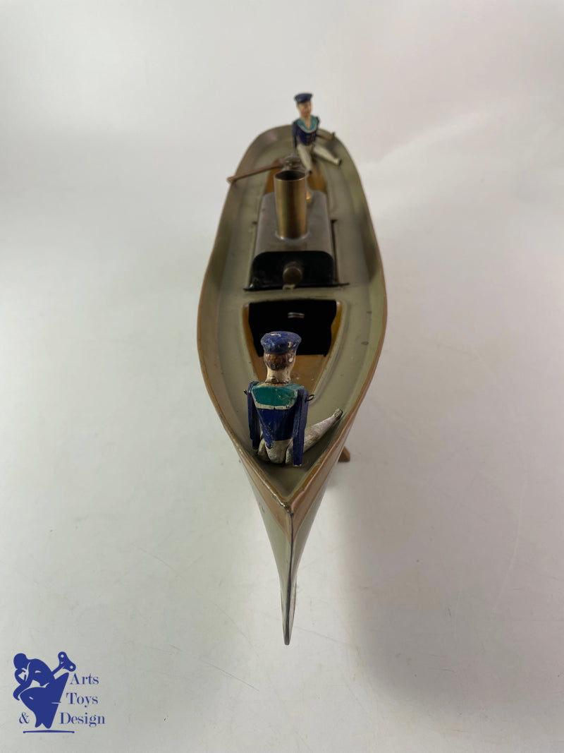 Antique toys Radiguet steam boat 42cm circa 1900 with box and sailors