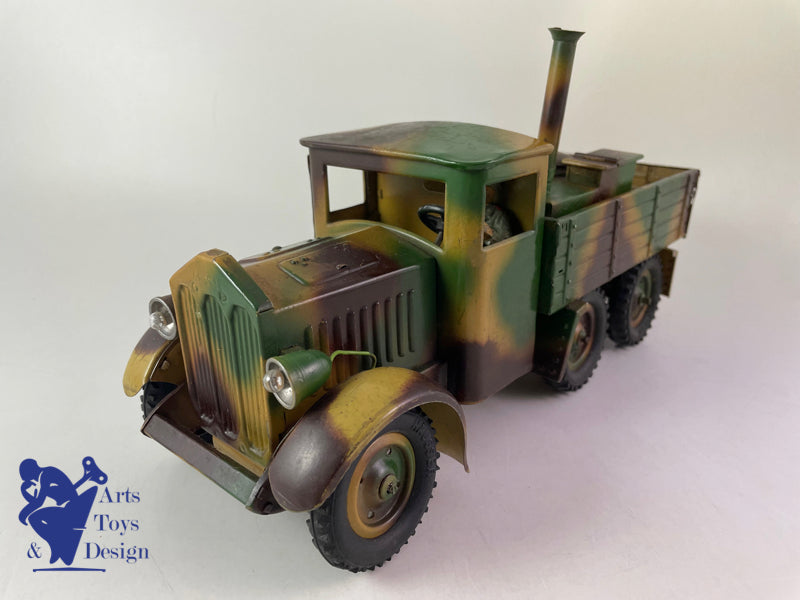 Antique toy Hausser Military Truck kitchen clockwork circa 1937 L30cm