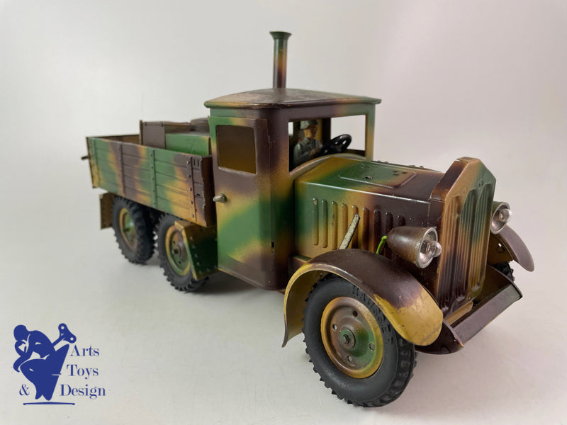 Antique toy Hausser Military Truck kitchen clockwork circa 1937 L30cm