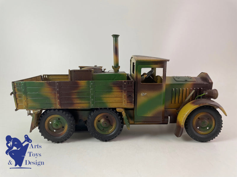 Antique toy Hausser Military Truck kitchen clockwork circa 1937 L30cm