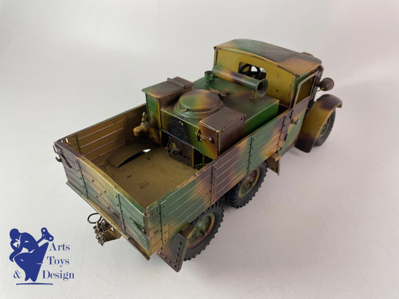 Antique toy Hausser Military Truck kitchen clockwork circa 1937 L30cm