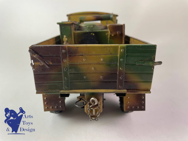 Antique toy Hausser Military Truck kitchen clockwork circa 1937 L30cm