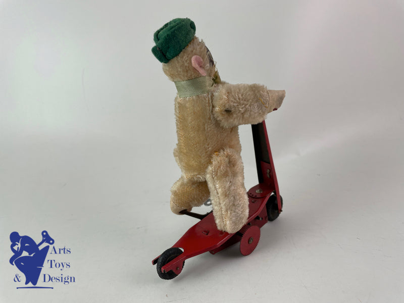 Antique toys SFA France Monkey on scooter Clockwork Circa 1950 h 16cm