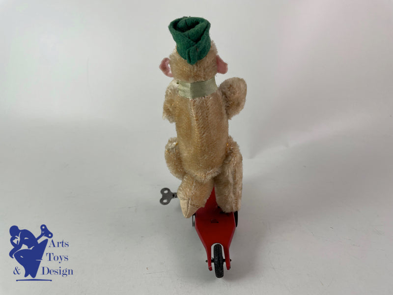 Antique toys SFA France Monkey on scooter Clockwork Circa 1950 h 16cm