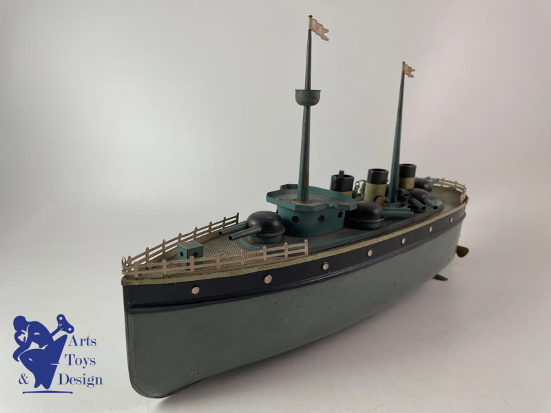 Antique toys JEP 913 Military boat warship circa 1920 LT 39cm