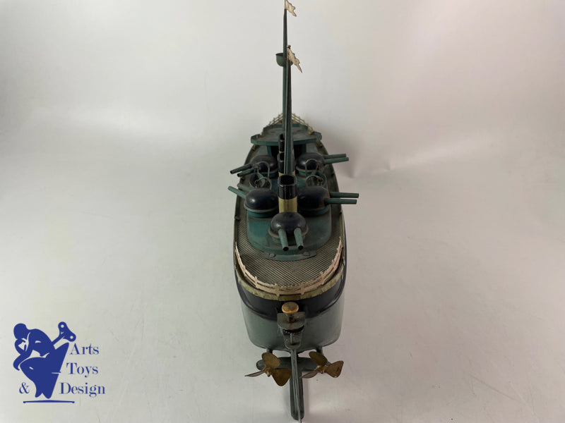 Antique toys JEP 913 Military boat warship circa 1920 LT 39cm