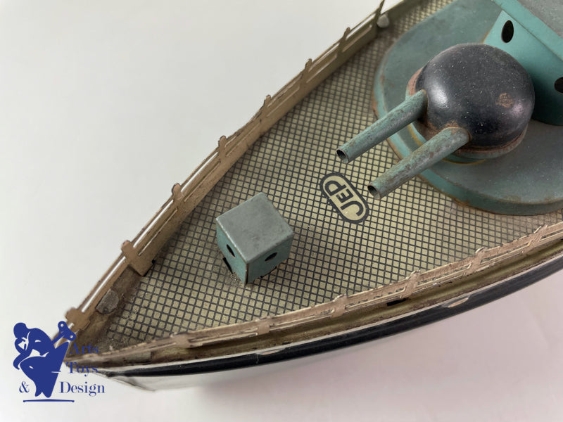 Antique toys JEP 913 Military boat warship circa 1920 LT 39cm