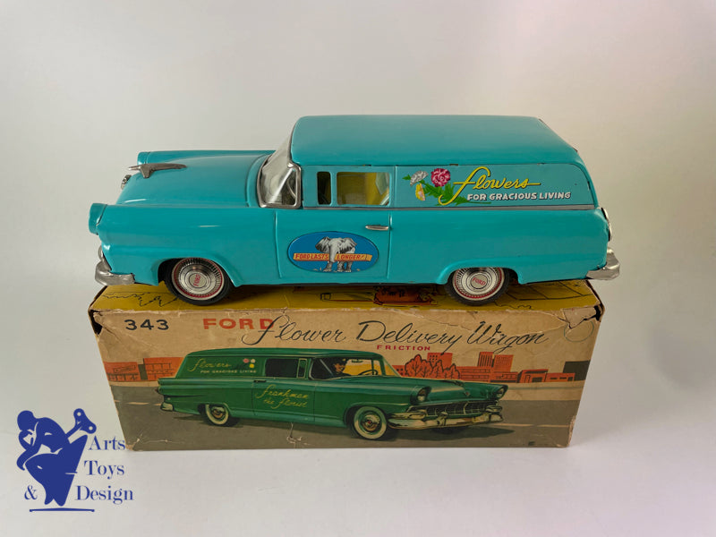 Antique toys Bandai Ford Flowers Delivery Wagon Friction Circa 1960 L 30cm