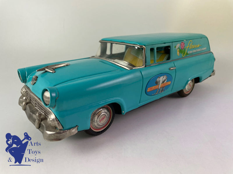 Antique toys Bandai Ford Flowers Delivery Wagon Friction Circa 1960 L 30cm