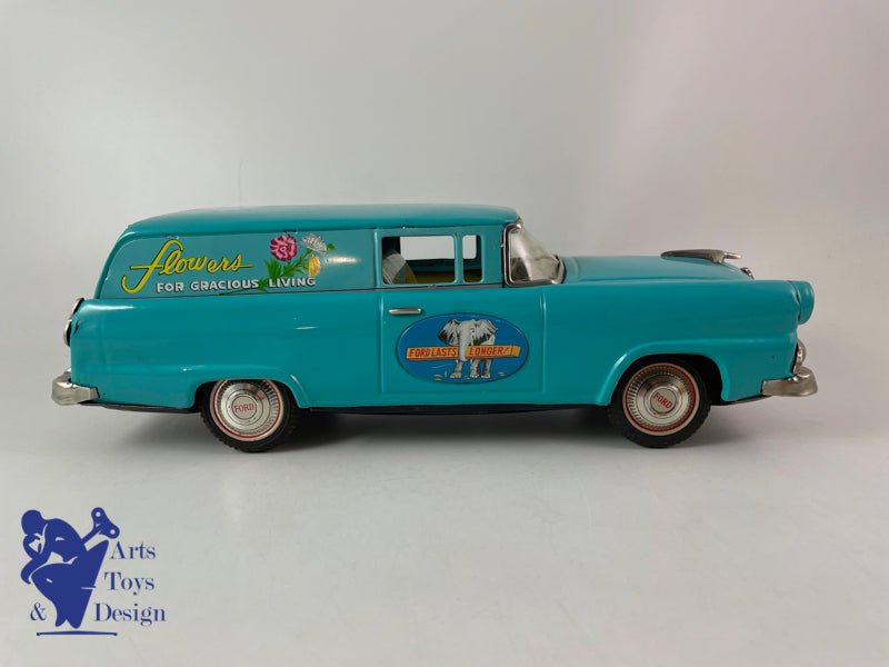 Antique toys Bandai Ford Flowers Delivery Wagon Friction Circa 1960 L 30cm