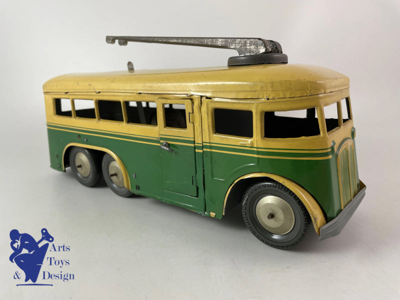 Antique toys Joustra Autocar Trolley bus clockwork circa 1950 L 30cm