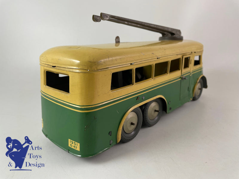 Antique toys Joustra Autocar Trolley bus clockwork circa 1950 L 30cm