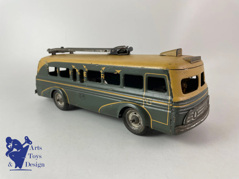 Antique toys CR Rossignol Autocar Trolley bus Eclair circa 1950 L 26cm