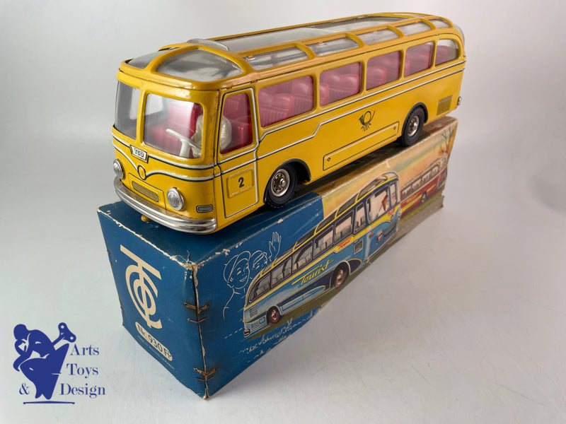 Antique toys Tippco Tco Autocar bus DB Bundespost friction circa 1960 L 34cm