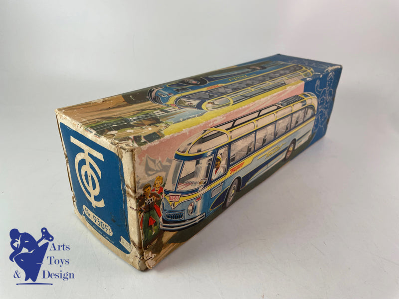 Antique toys Tippco Tco Autocar bus DB Bundespost friction circa 1960 L 34cm