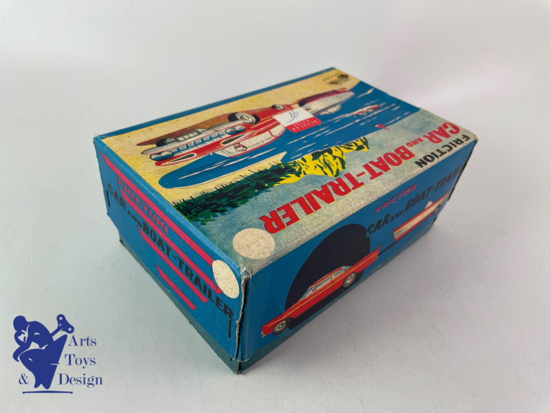 Antique toys Ichimura Japan Station Wagon with boat and trailer c.1960