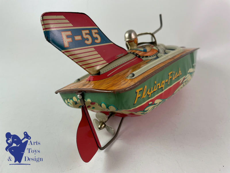 Antique toys Asahi Toy F55 Flying Boat Race Boat circa 1960 30cm
