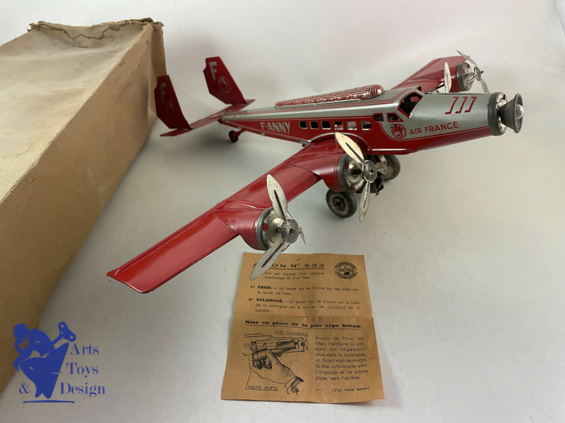 Antique toys Joustra 533 Airplane Air France Fanny circa 1952 W 52cm