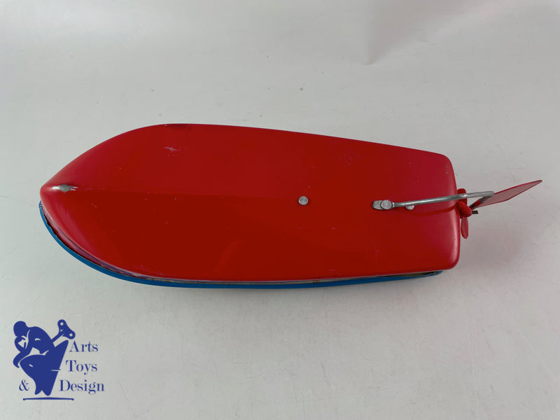 DAIYA JAPON BATEAU RUNNER BOAT TOLE MECANIQUE 1960 JOUET ANCIEN