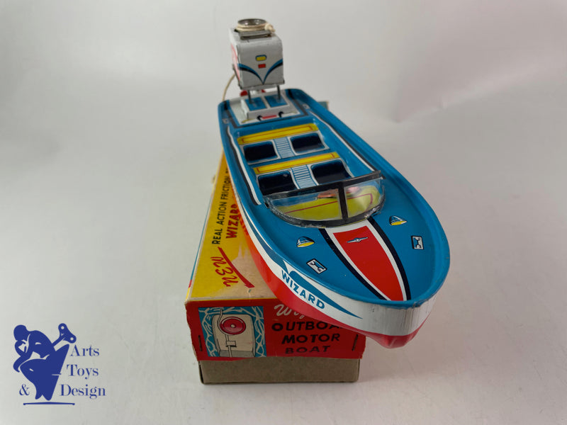 Y YANO MAN TOYS JAPON WIZARD OUTBOARD MOTOR BOAT 1960 JOUET ANCIEN
