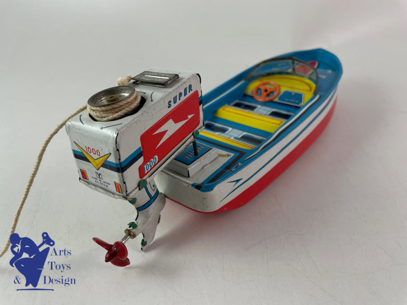 Y YANO MAN TOYS JAPON WIZARD OUTBOARD MOTOR BOAT 1960 JOUET ANCIEN
