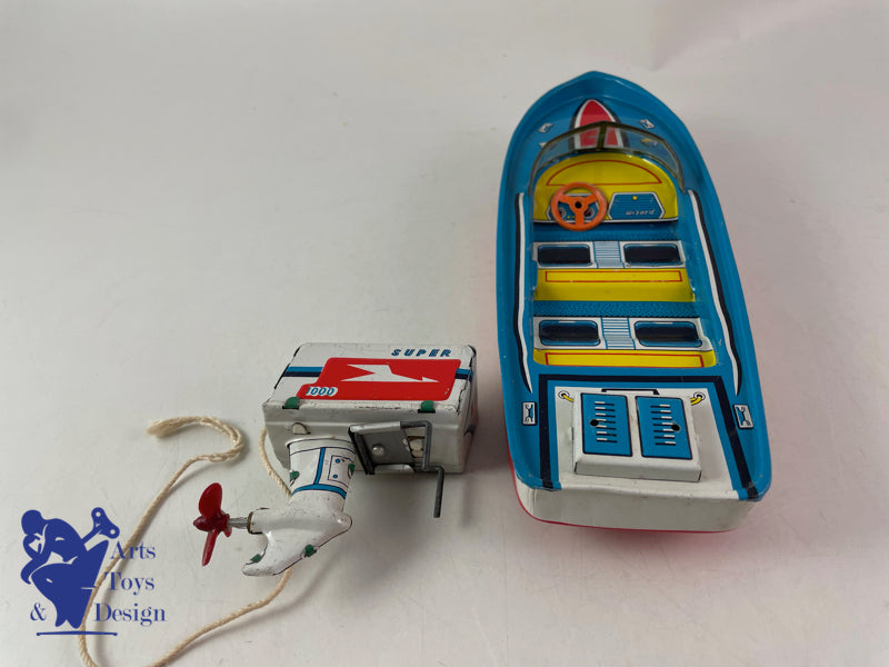 Y YANO MAN TOYS JAPON WIZARD OUTBOARD MOTOR BOAT 1960 JOUET ANCIEN