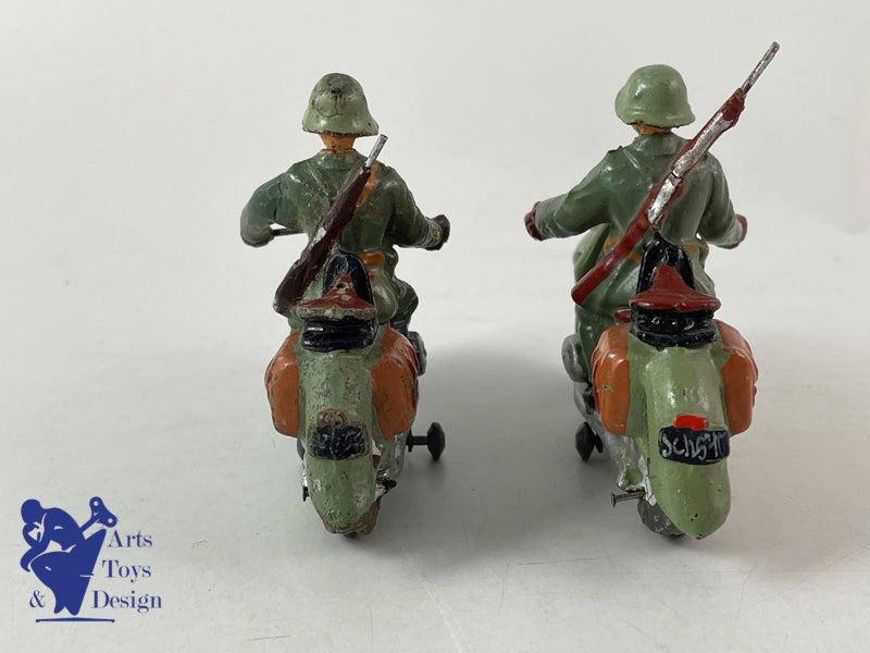 Elastolin Figure Soldier lot of 2 Motorcycle Swiss army circa 1937