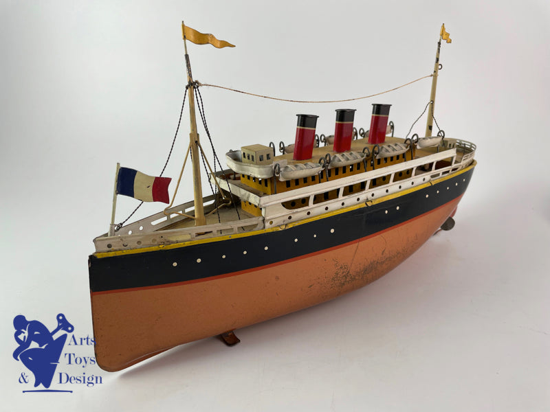 Antique toys Bing boat liner Liner Clockwork 33 cm circa 1928