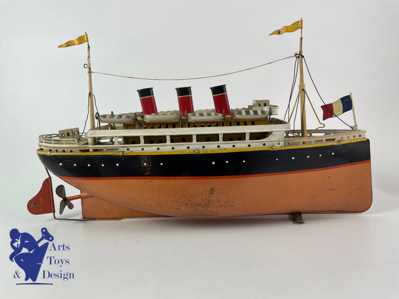 Antique toys Bing boat liner Liner Clockwork 33 cm circa 1928