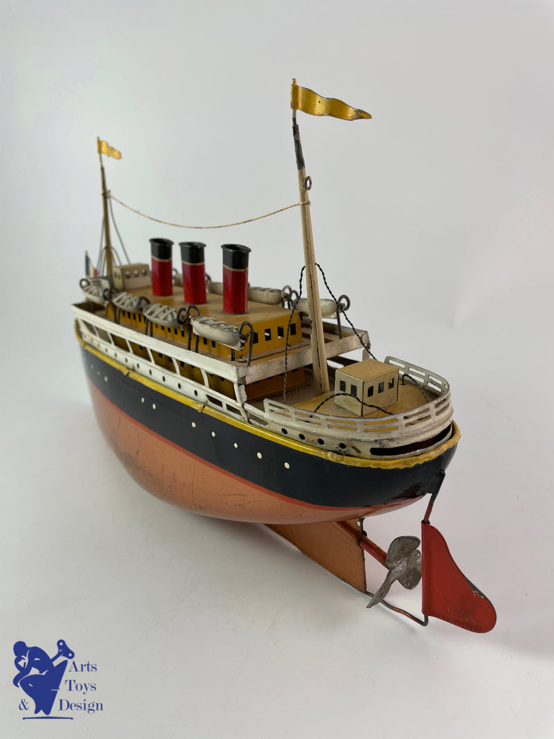 Antique toys Bing boat liner Liner Clockwork 33 cm circa 1928