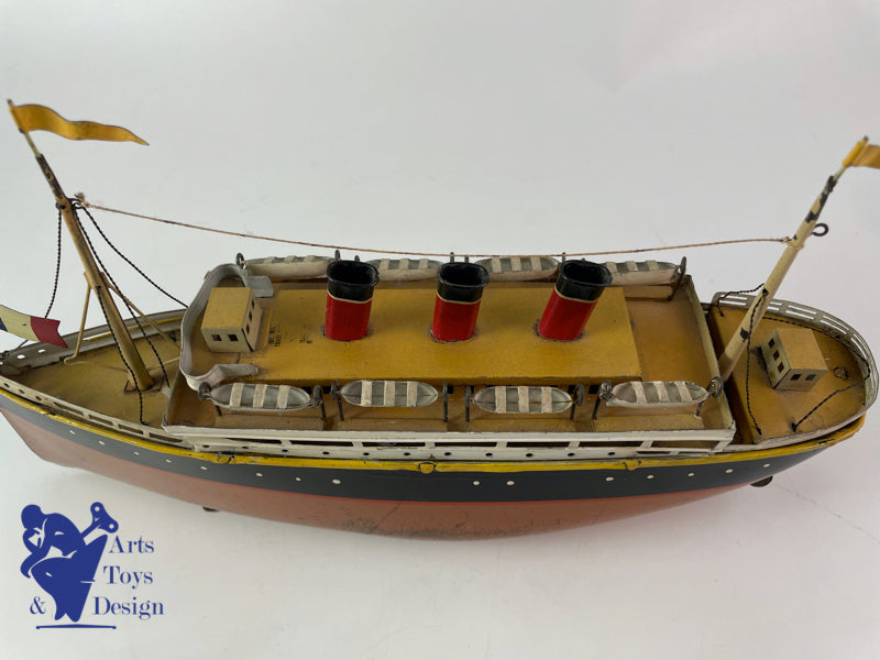 Antique toys Bing boat liner Liner Clockwork 33 cm circa 1928